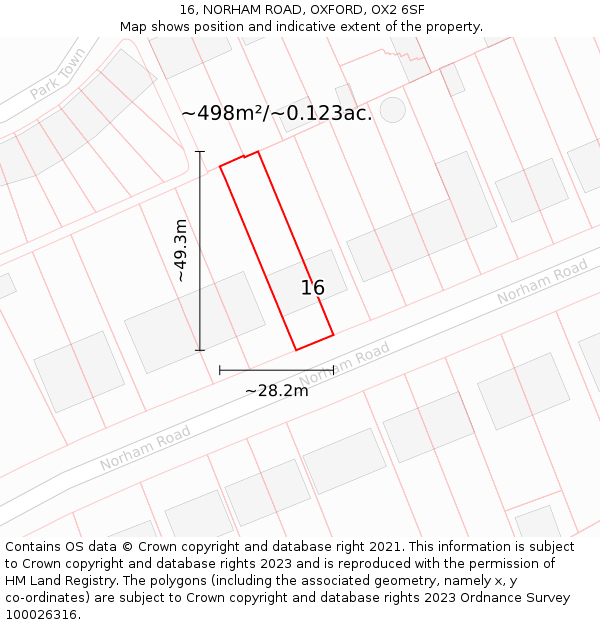 16, NORHAM ROAD, OXFORD, OX2 6SF: Plot and title map