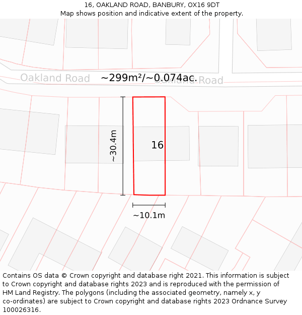 16, OAKLAND ROAD, BANBURY, OX16 9DT: Plot and title map