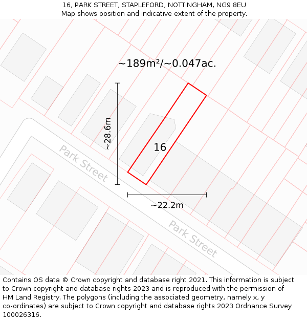 16, PARK STREET, STAPLEFORD, NOTTINGHAM, NG9 8EU: Plot and title map