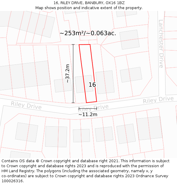 16, RILEY DRIVE, BANBURY, OX16 1BZ: Plot and title map