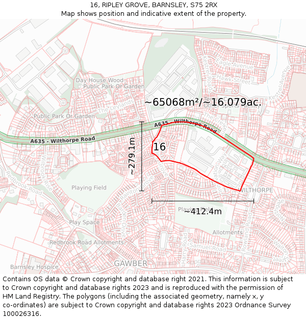 16, RIPLEY GROVE, BARNSLEY, S75 2RX: Plot and title map