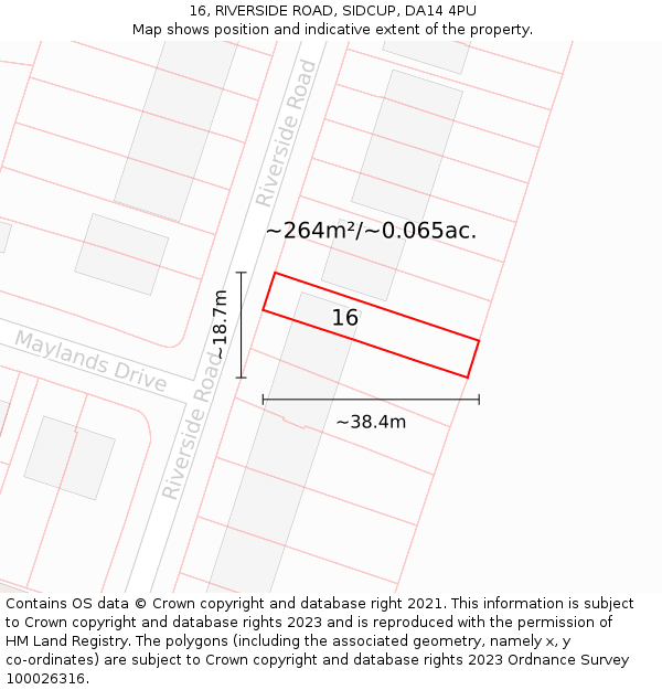 16, RIVERSIDE ROAD, SIDCUP, DA14 4PU: Plot and title map