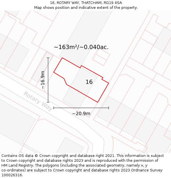 16, ROTARY WAY, THATCHAM, RG19 4SA: Plot and title map