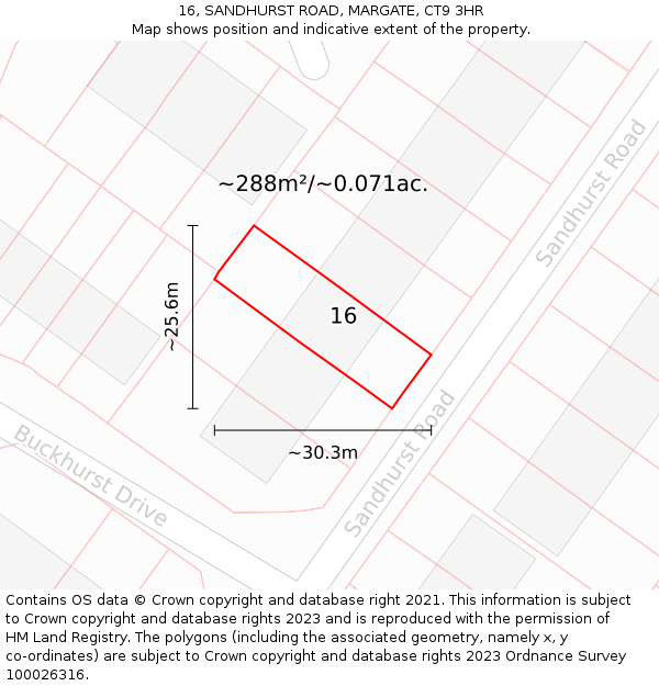 16, SANDHURST ROAD, MARGATE, CT9 3HR: Plot and title map