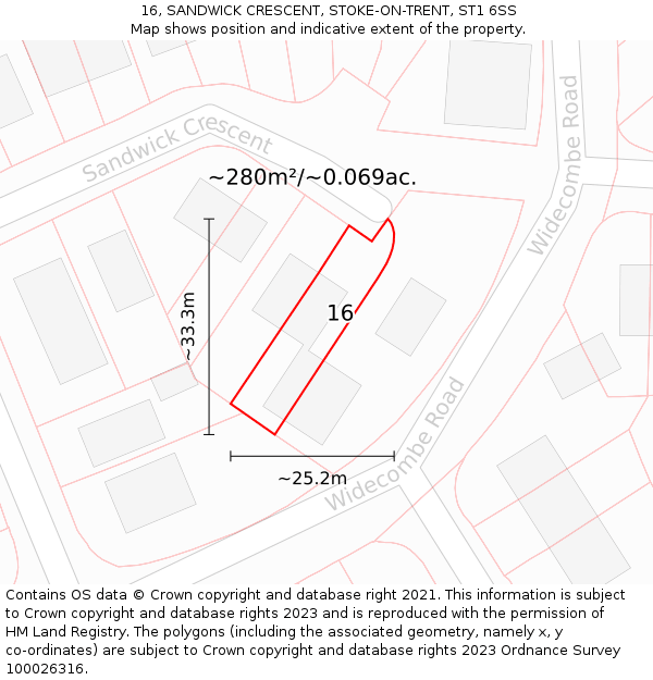 16, SANDWICK CRESCENT, STOKE-ON-TRENT, ST1 6SS: Plot and title map