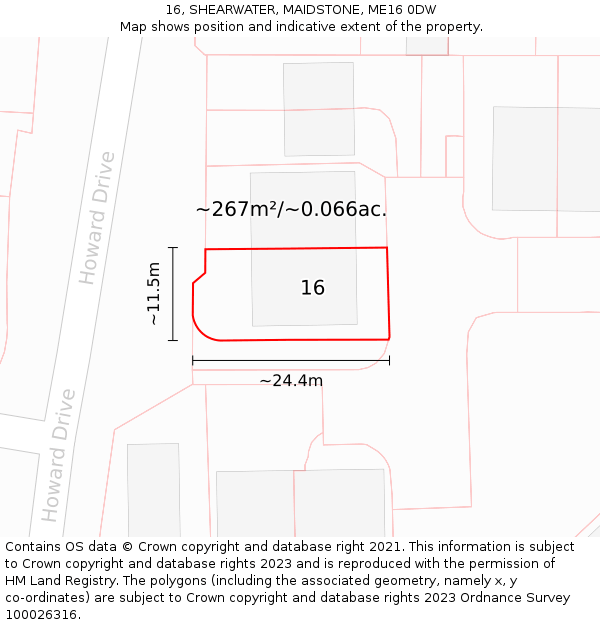 16, SHEARWATER, MAIDSTONE, ME16 0DW: Plot and title map