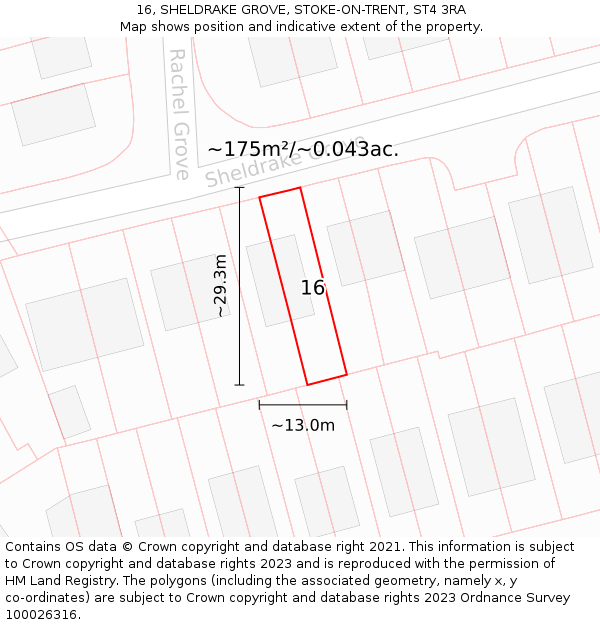 16, SHELDRAKE GROVE, STOKE-ON-TRENT, ST4 3RA: Plot and title map