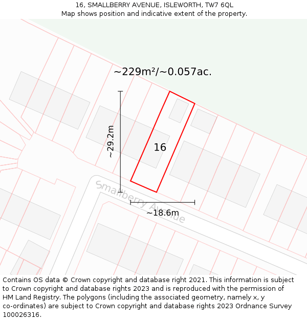 16, SMALLBERRY AVENUE, ISLEWORTH, TW7 6QL: Plot and title map