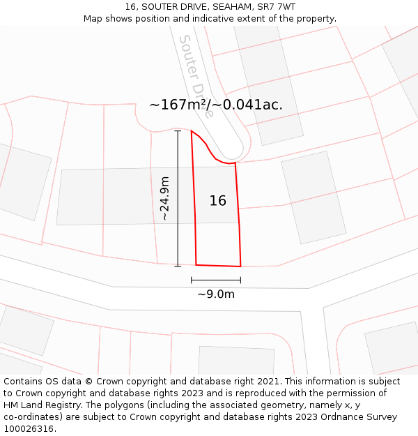 16, SOUTER DRIVE, SEAHAM, SR7 7WT: Plot and title map