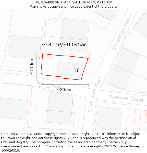 16, SOVEREIGN PLACE, WALLINGFORD, OX10 9GF: Plot and title map