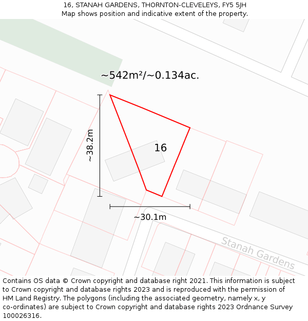 16, STANAH GARDENS, THORNTON-CLEVELEYS, FY5 5JH: Plot and title map