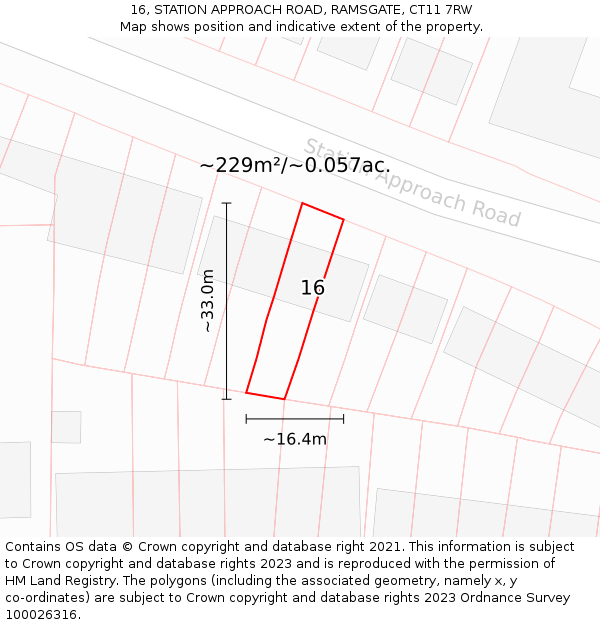 16, STATION APPROACH ROAD, RAMSGATE, CT11 7RW: Plot and title map