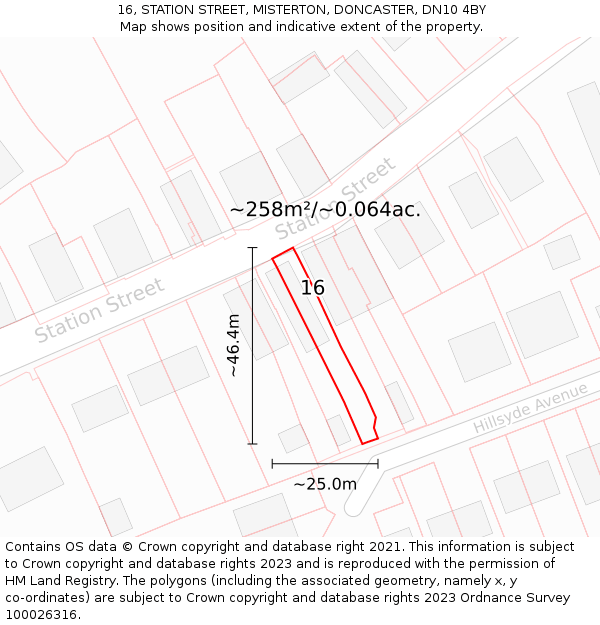 16, STATION STREET, MISTERTON, DONCASTER, DN10 4BY: Plot and title map