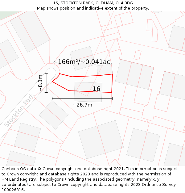 16, STOCKTON PARK, OLDHAM, OL4 3BG: Plot and title map