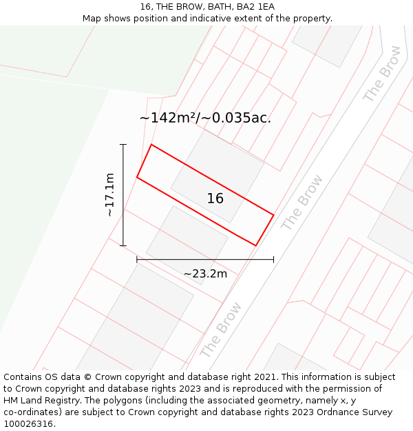 16, THE BROW, BATH, BA2 1EA: Plot and title map