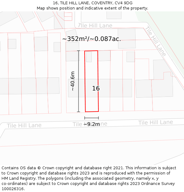 16, TILE HILL LANE, COVENTRY, CV4 9DG: Plot and title map