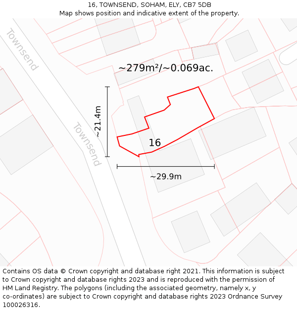 16, TOWNSEND, SOHAM, ELY, CB7 5DB: Plot and title map