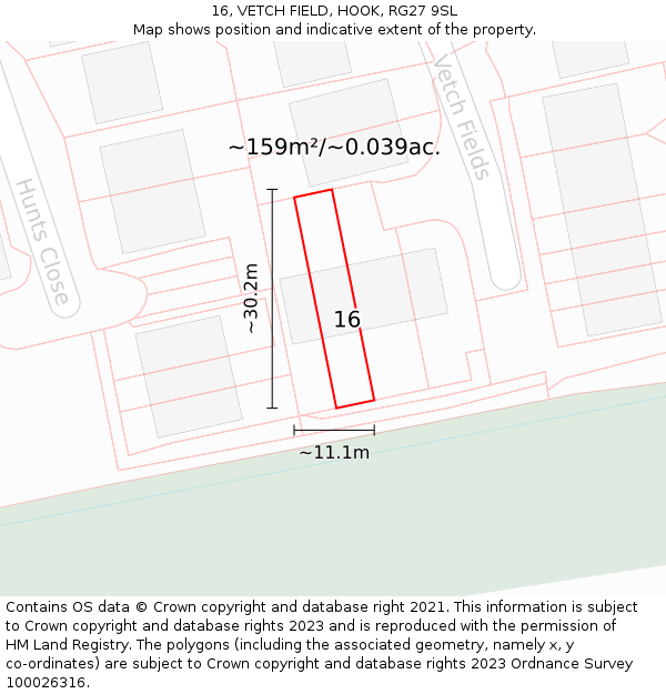 16, VETCH FIELD, HOOK, RG27 9SL: Plot and title map