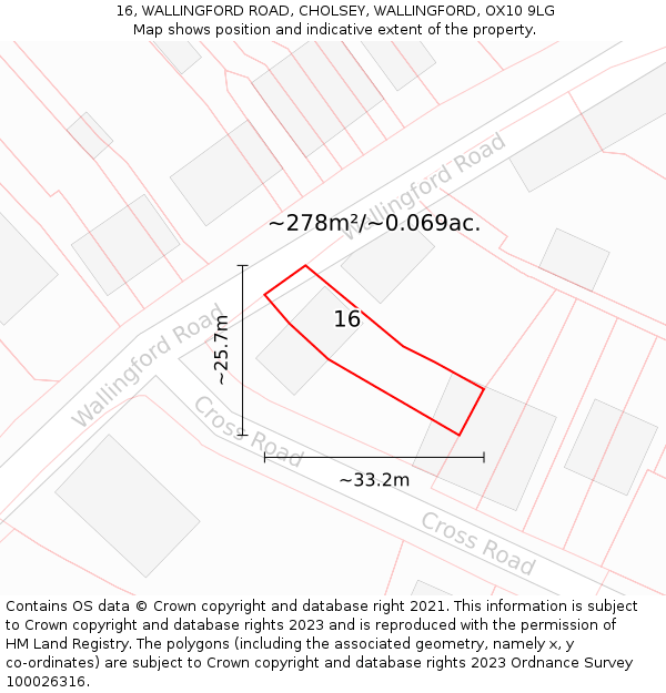 16, WALLINGFORD ROAD, CHOLSEY, WALLINGFORD, OX10 9LG: Plot and title map