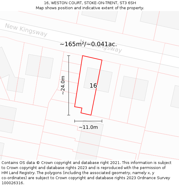 16, WESTON COURT, STOKE-ON-TRENT, ST3 6SH: Plot and title map