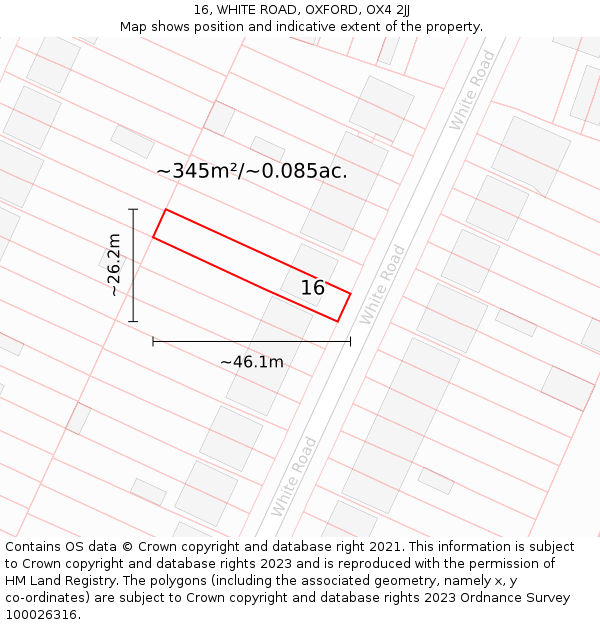 16, WHITE ROAD, OXFORD, OX4 2JJ: Plot and title map