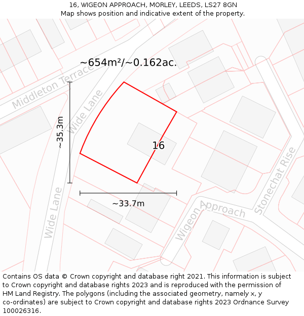 16, WIGEON APPROACH, MORLEY, LEEDS, LS27 8GN: Plot and title map