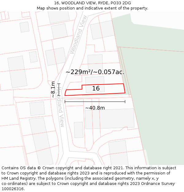 16, WOODLAND VIEW, RYDE, PO33 2DG: Plot and title map