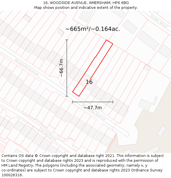 16, WOODSIDE AVENUE, AMERSHAM, HP6 6BG: Plot and title map