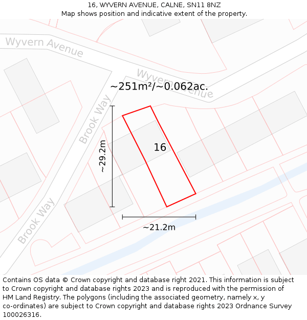 16, WYVERN AVENUE, CALNE, SN11 8NZ: Plot and title map