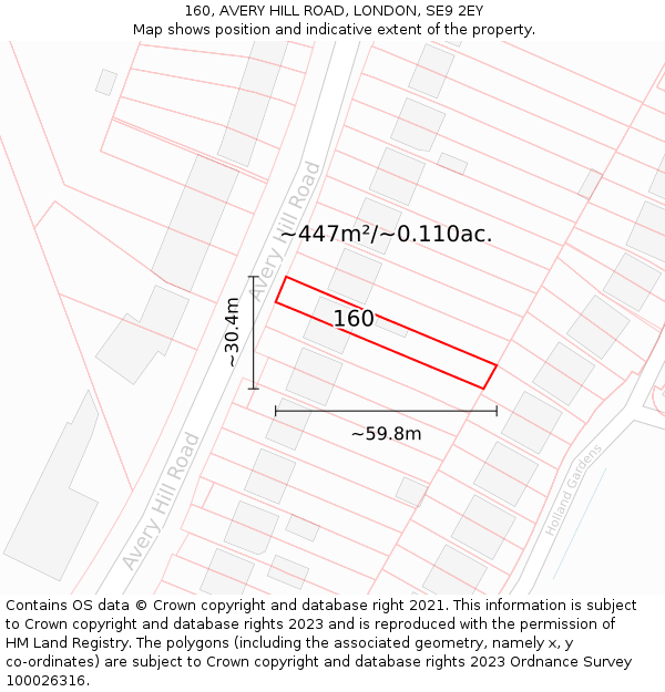 160, AVERY HILL ROAD, LONDON, SE9 2EY: Plot and title map