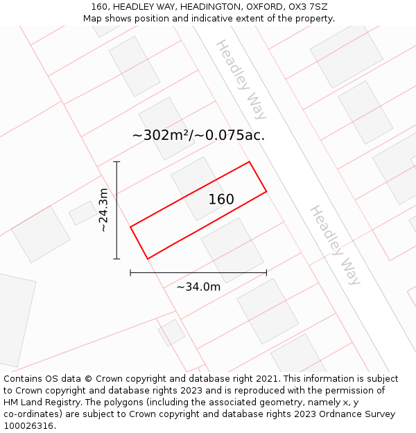 160, HEADLEY WAY, HEADINGTON, OXFORD, OX3 7SZ: Plot and title map