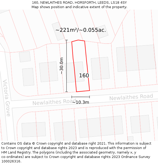 160, NEWLAITHES ROAD, HORSFORTH, LEEDS, LS18 4SY: Plot and title map