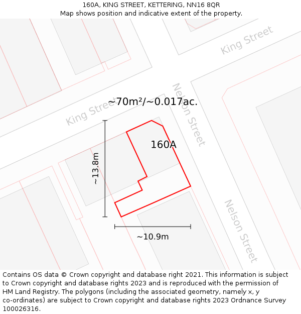 160A, KING STREET, KETTERING, NN16 8QR: Plot and title map