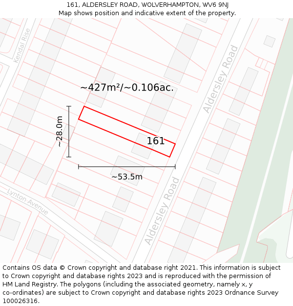 161, ALDERSLEY ROAD, WOLVERHAMPTON, WV6 9NJ: Plot and title map