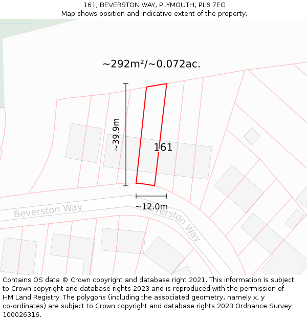 161, BEVERSTON WAY, PLYMOUTH, PL6 7EG: Plot and title map