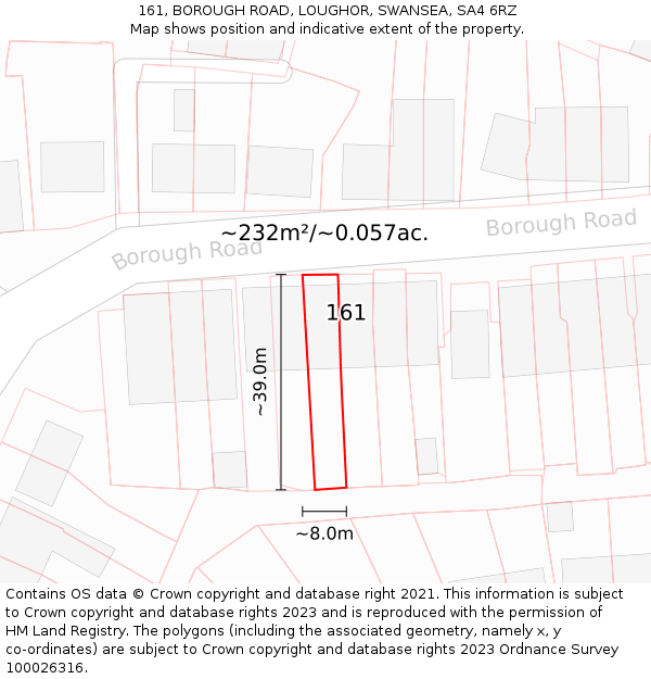 161, BOROUGH ROAD, LOUGHOR, SWANSEA, SA4 6RZ: Plot and title map