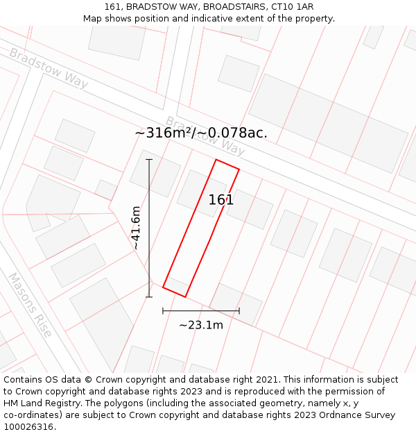 161, BRADSTOW WAY, BROADSTAIRS, CT10 1AR: Plot and title map