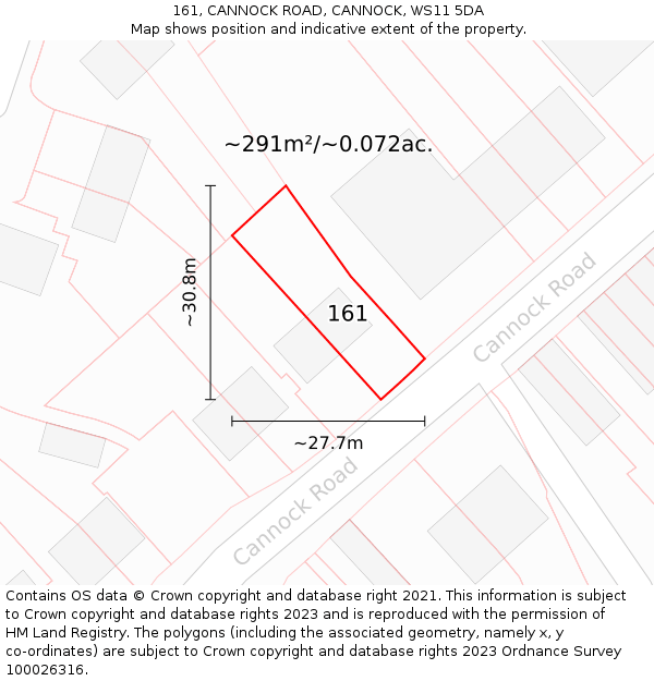 161, CANNOCK ROAD, CANNOCK, WS11 5DA: Plot and title map