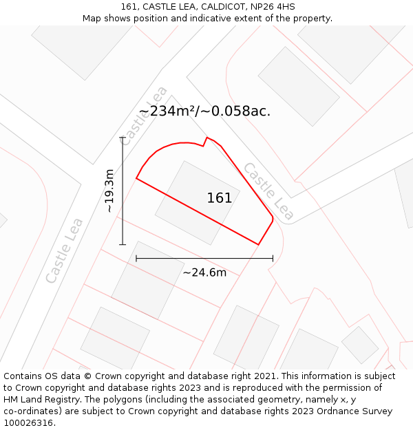 161, CASTLE LEA, CALDICOT, NP26 4HS: Plot and title map