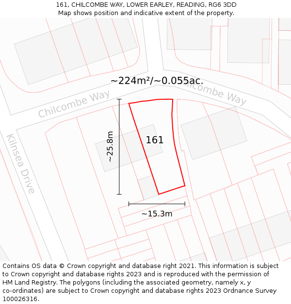 161, CHILCOMBE WAY, LOWER EARLEY, READING, RG6 3DD: Plot and title map