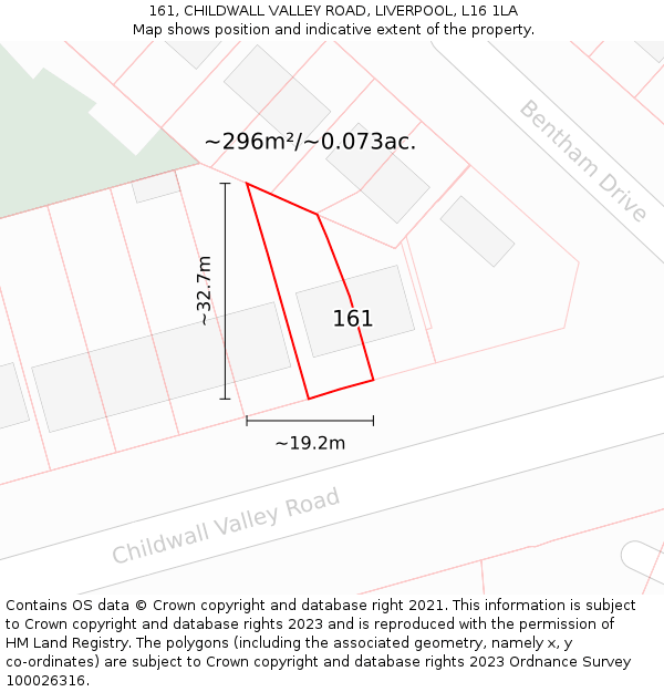 161, CHILDWALL VALLEY ROAD, LIVERPOOL, L16 1LA: Plot and title map