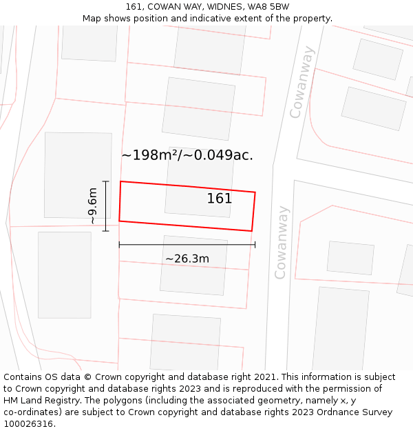 161, COWAN WAY, WIDNES, WA8 5BW: Plot and title map