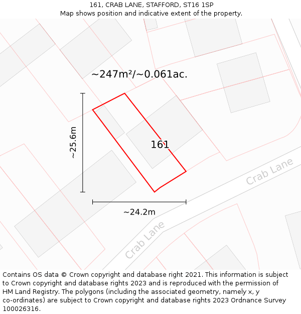 161, CRAB LANE, STAFFORD, ST16 1SP: Plot and title map