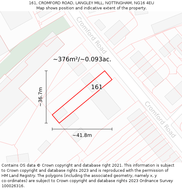 161, CROMFORD ROAD, LANGLEY MILL, NOTTINGHAM, NG16 4EU: Plot and title map