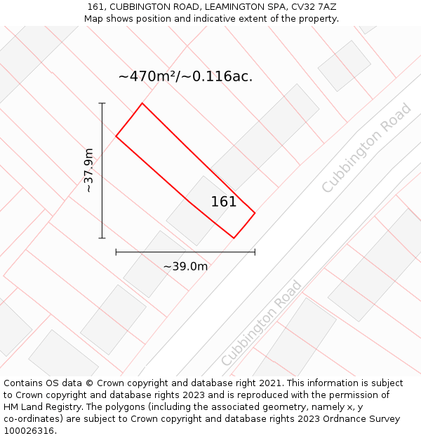 161, CUBBINGTON ROAD, LEAMINGTON SPA, CV32 7AZ: Plot and title map