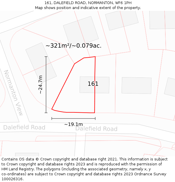 161, DALEFIELD ROAD, NORMANTON, WF6 1PH: Plot and title map