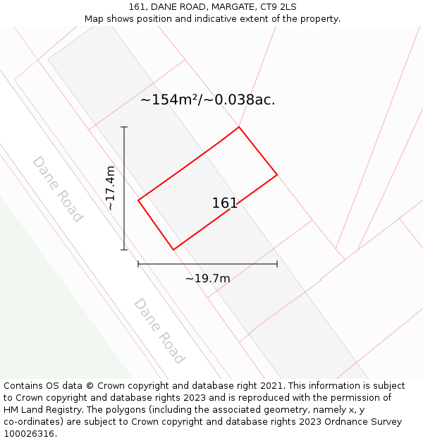 161, DANE ROAD, MARGATE, CT9 2LS: Plot and title map