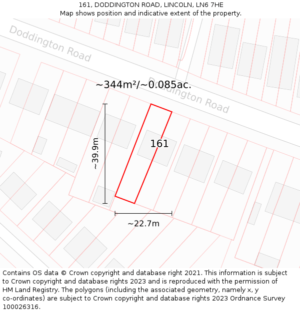 161, DODDINGTON ROAD, LINCOLN, LN6 7HE: Plot and title map