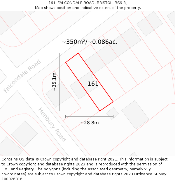 161, FALCONDALE ROAD, BRISTOL, BS9 3JJ: Plot and title map