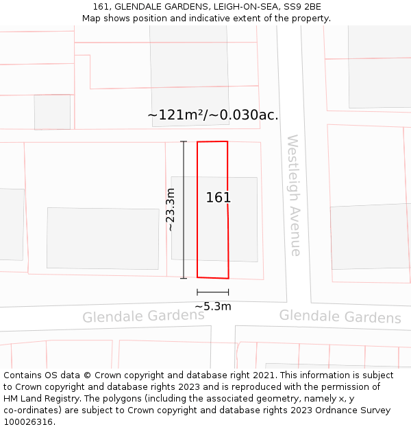 161, GLENDALE GARDENS, LEIGH-ON-SEA, SS9 2BE: Plot and title map